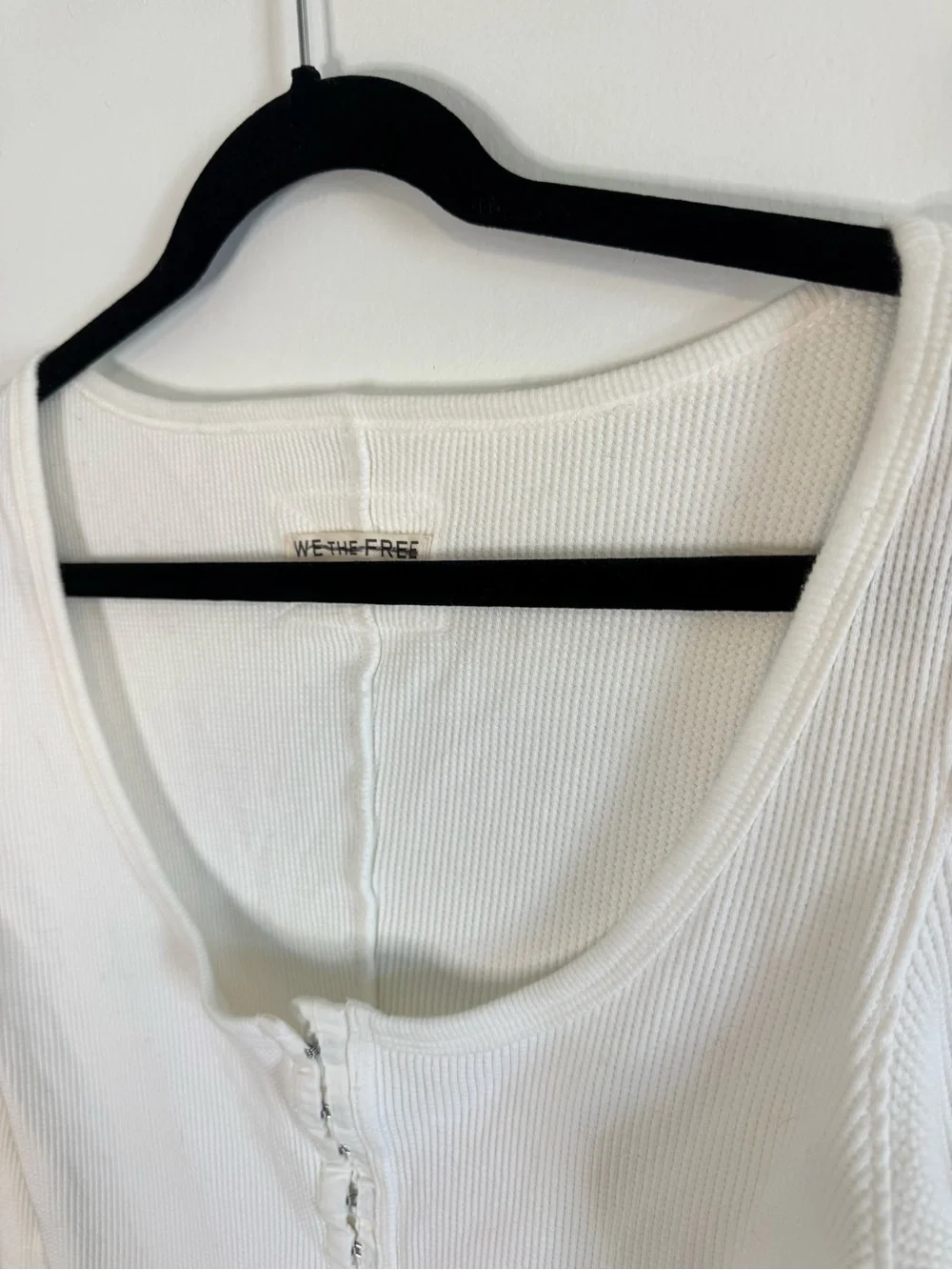 Free People We The Free White Waffle Knit Hook & Eye Top S